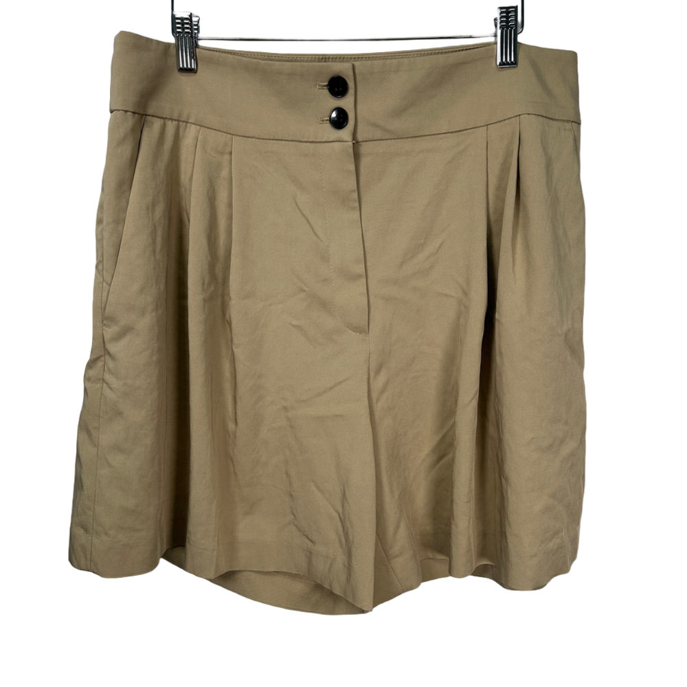 H&M High Waist Pleated Safari Khaki Paperbag Shorts 14